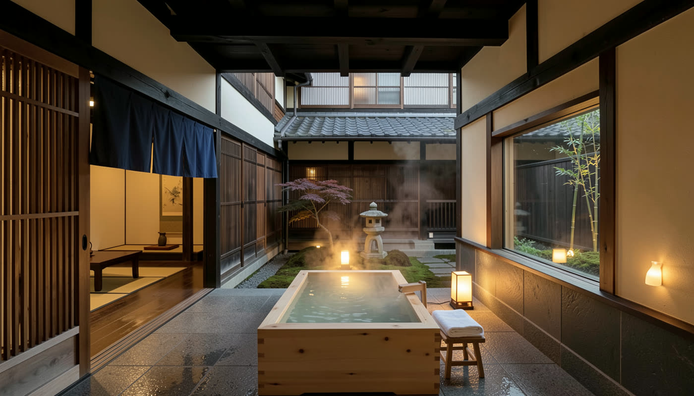 The hinoki soaking bath